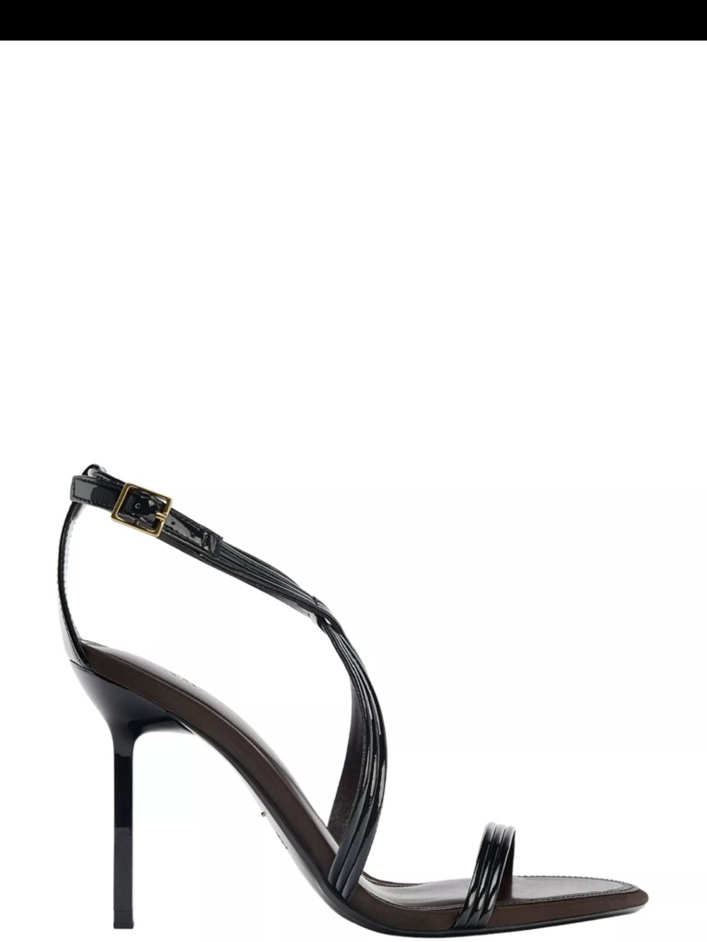 Zara Black Strappy Patent Leather Sandals